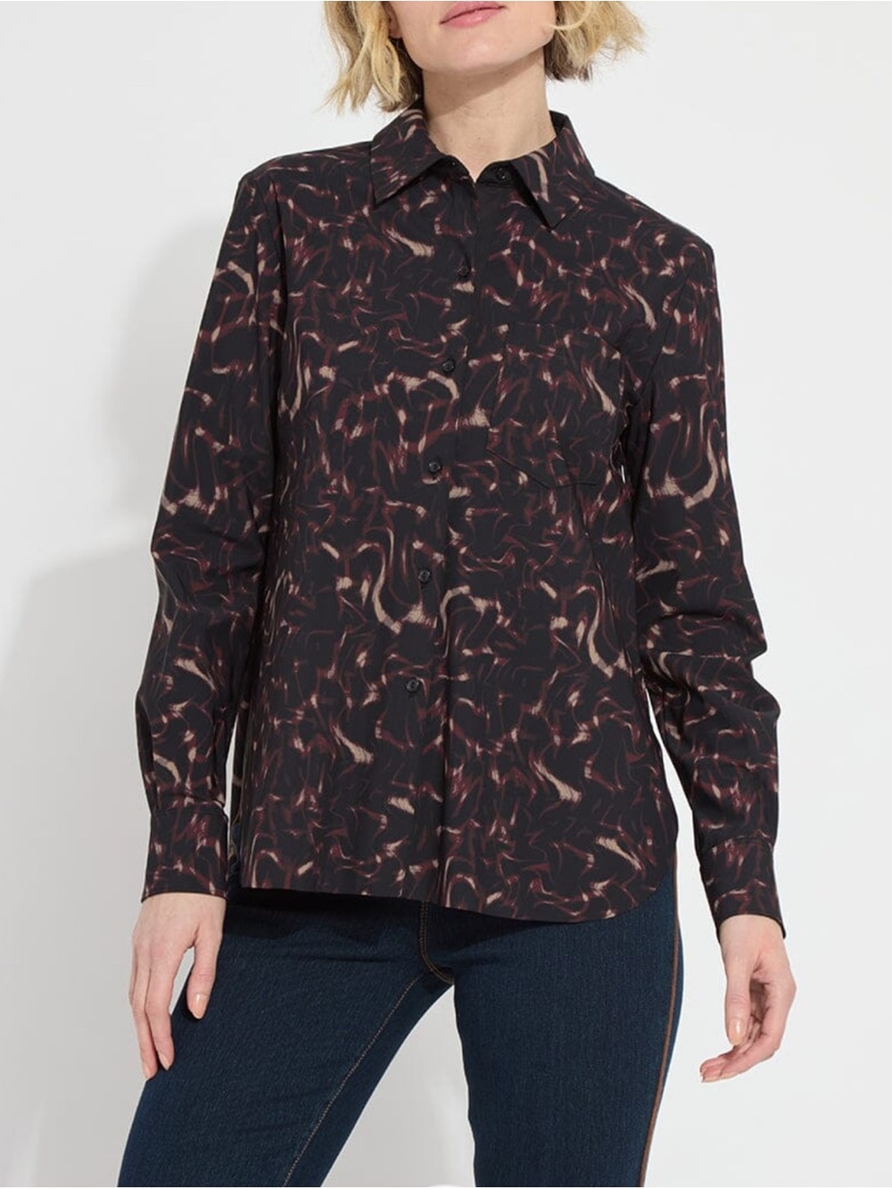 NWT Lysse Cropped Schiffer Button Down Shirt in Bal Wave